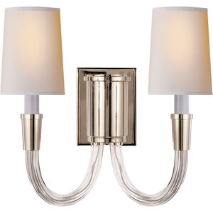 Thomas O'Brien Vivian 2 Light 13.5 inch Polished Nickel Double Sconce Wall Light in Natural Paper