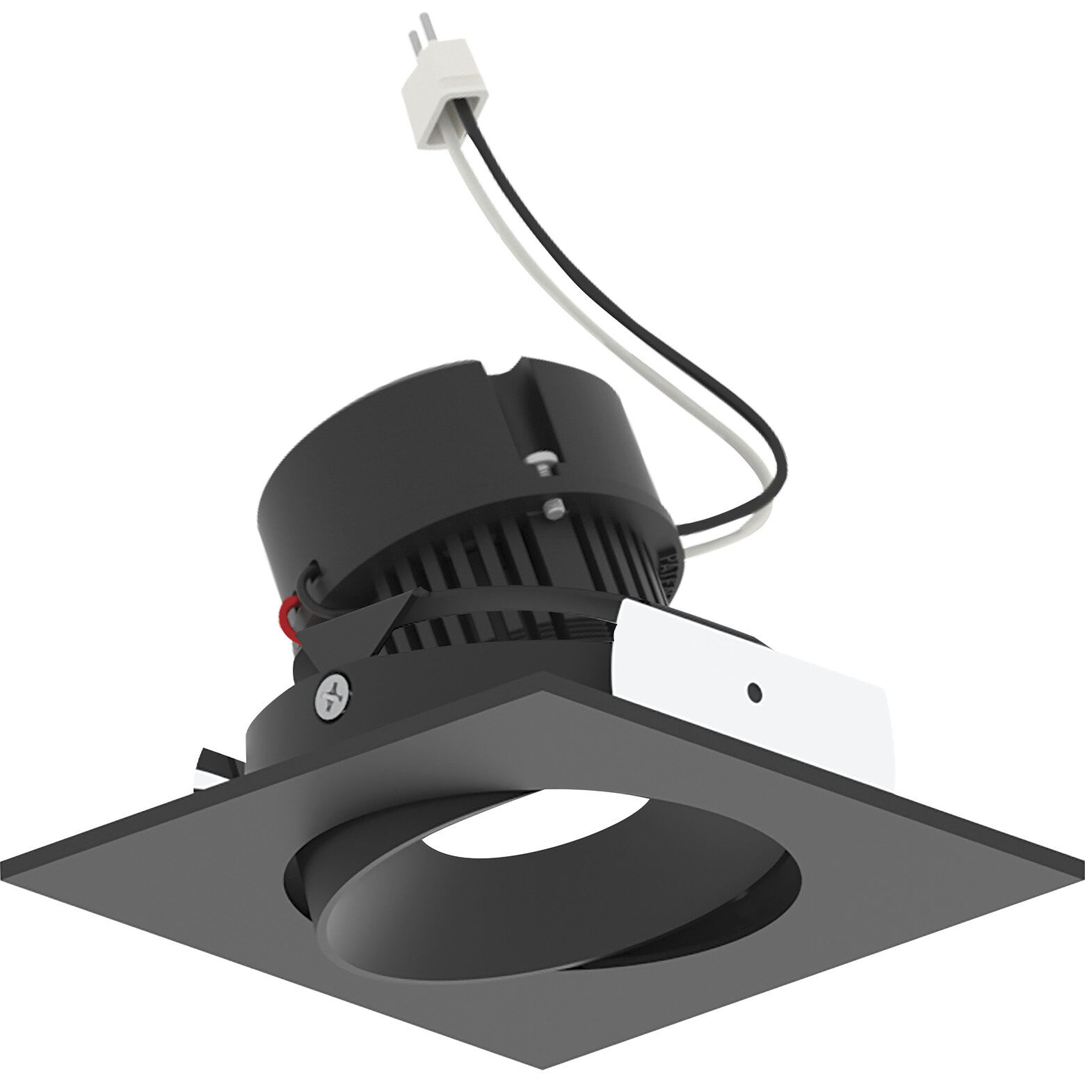 Pearl Black Reflector / Black Flange LED Square Adjustable Cone Retrofit in Comfort Dim (3000K-2000K), 4" Retrofit