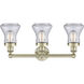 Bellmont 3 Light 24.5 inch Antique Brass and Clear Bath Vanity Light Wall Light
