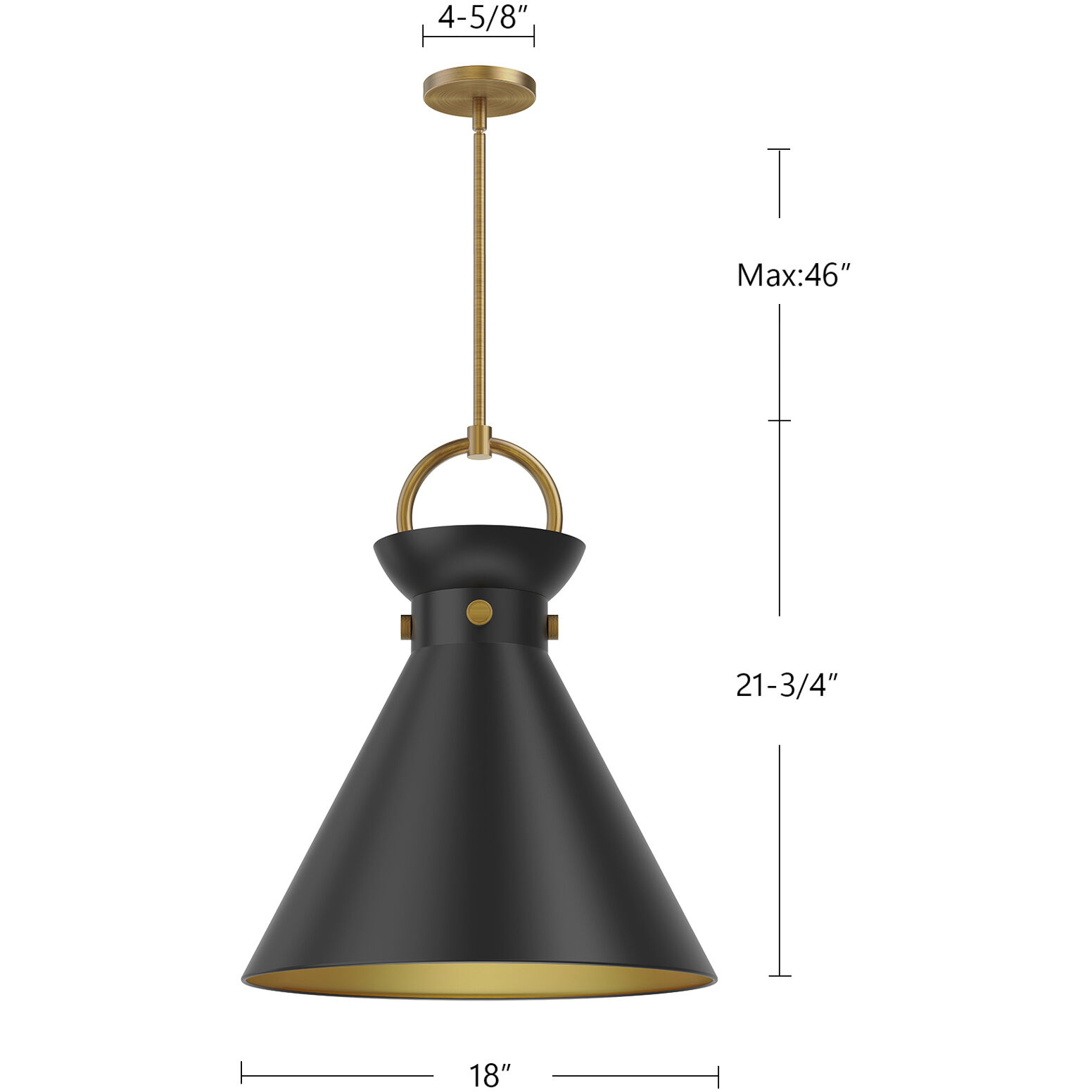 Alora Mood Emerson Pendant Ceiling Light in Matte Black and Aged Gold