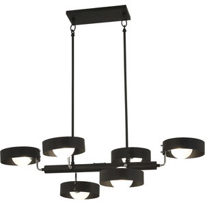 Lift Off 6 Light 38 inch Sand Coal And Polished Nickel Island Light Ceiling Light