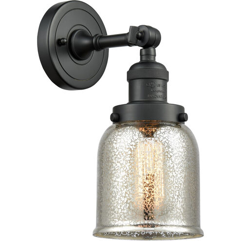 Franklin Restoration Small Bell LED 5 inch Matte Black Sconce Wall Light in Silver Plated Mercury Glass, Franklin Restoration