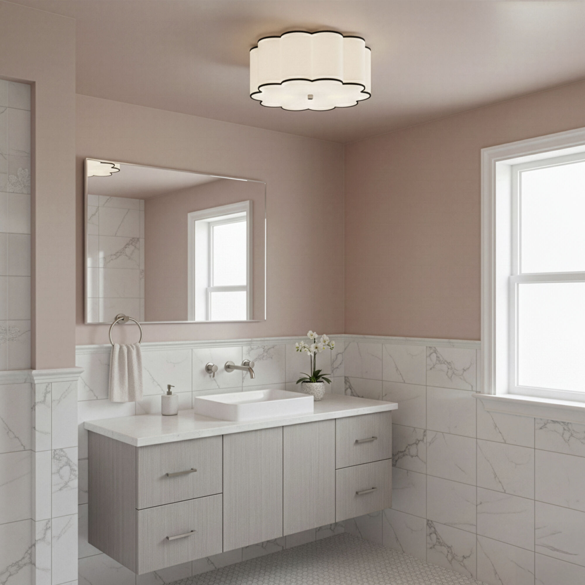 Axis 4 Light 20 inch Blackened Antique Nickel Flushmount Ceiling Light