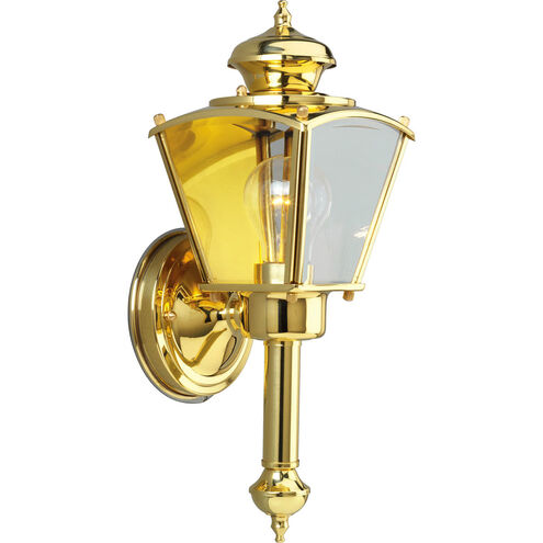 BrassGUARD 1 Light 15 inch Polished Brass Outdoor Wall Lantern