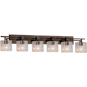 Fusion 6 Light 56 inch Dark Bronze Bath Bar Wall Light in Oval, Incandescent, Seeded Fusion