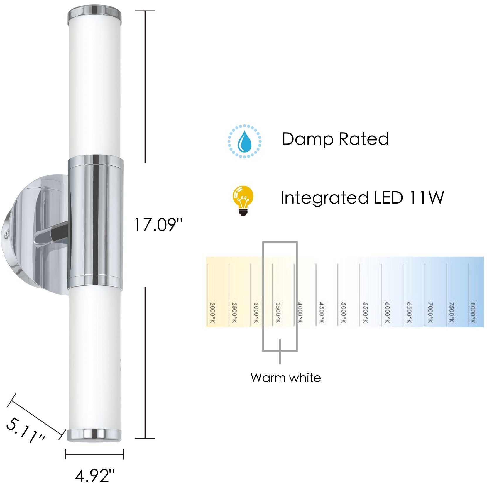 Palmera 1 LED 4.92 inch Chrome Wall Sconce Wall Light