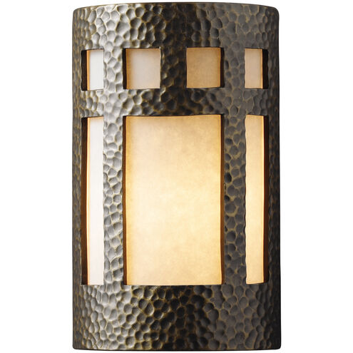Ambiance Cylinder 2 Light 8 inch Tierra Red Slate ADA Wall Sconce Wall Light in Incandescent, White Styrene, Large