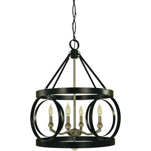 Amelia 4 Light 22 inch Matte Black with Satin Pewter Dining Chandelier Ceiling Light