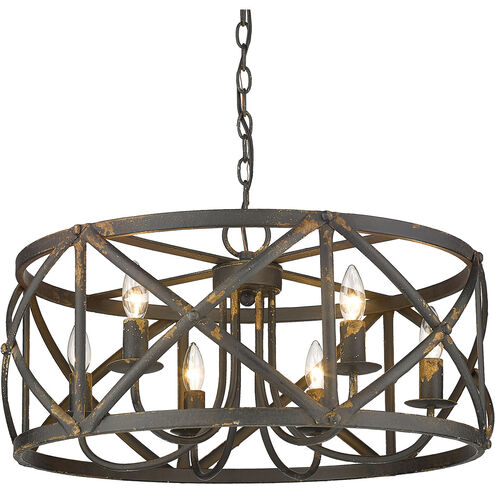 Alcott 6 Light 24 inch Antique Black Iron Chandelier Ceiling Light