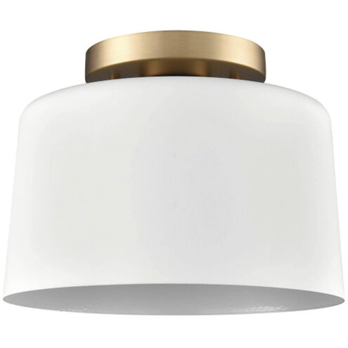 Fiero 1 Light 10 inch Matte White with Gold Semi Flush Mount Ceiling Light