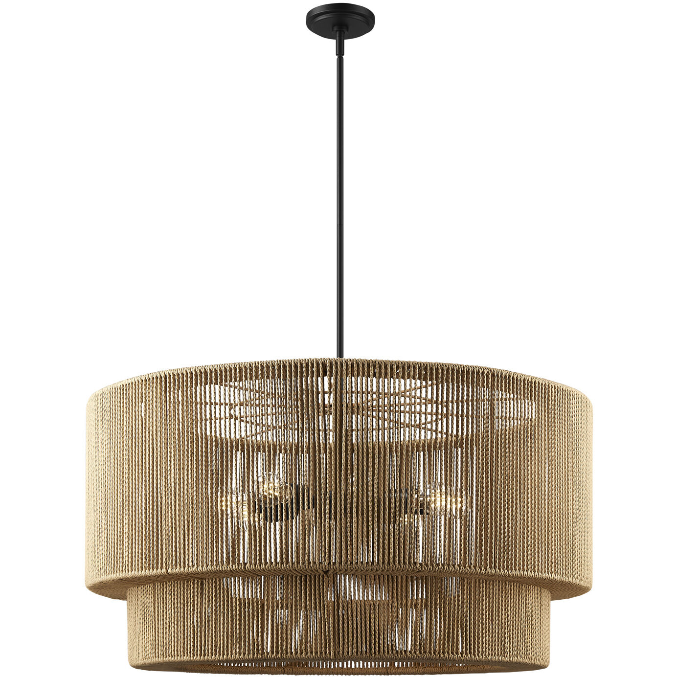 Eco Collection - Milos Family 8 Light 36 inch Matte Black Pendant Ceiling Light in 36" D x 36" W x 18.75" H, EVOLV