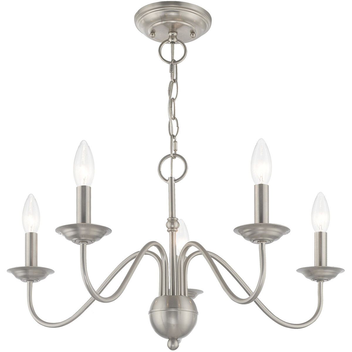 Windsor 5 Light 24 inch Brushed Nickel Chandelier Ceiling Light