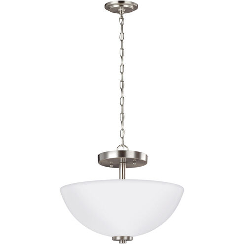 Oslo 2 Light 13.5 inch Brushed Nickel Convertible Pendant Semi-Flush Ceiling Light