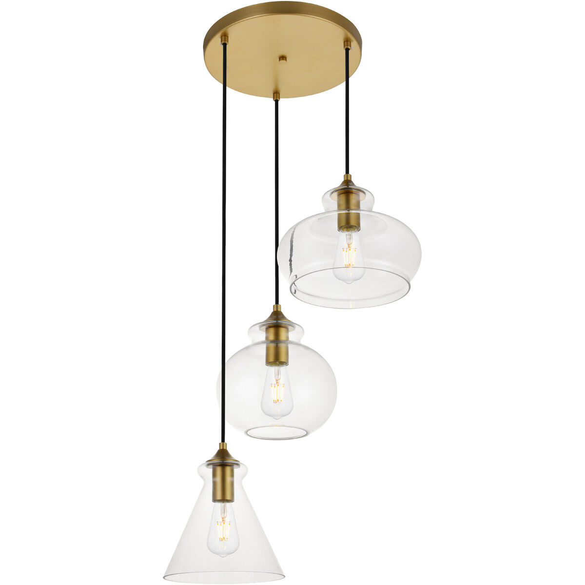 Destry 3 Light 19 inch Brass Pendant Ceiling Light