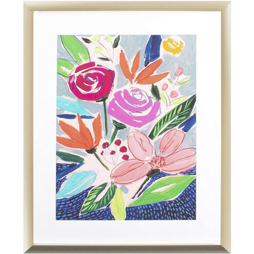 Naive Neon Bouquet Pink and Green and Blue and Orange Framed Art