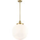 Franklin Restoration Beacon 1 Light 16 inch Satin Gold Pendant Ceiling Light in Matte White Glass