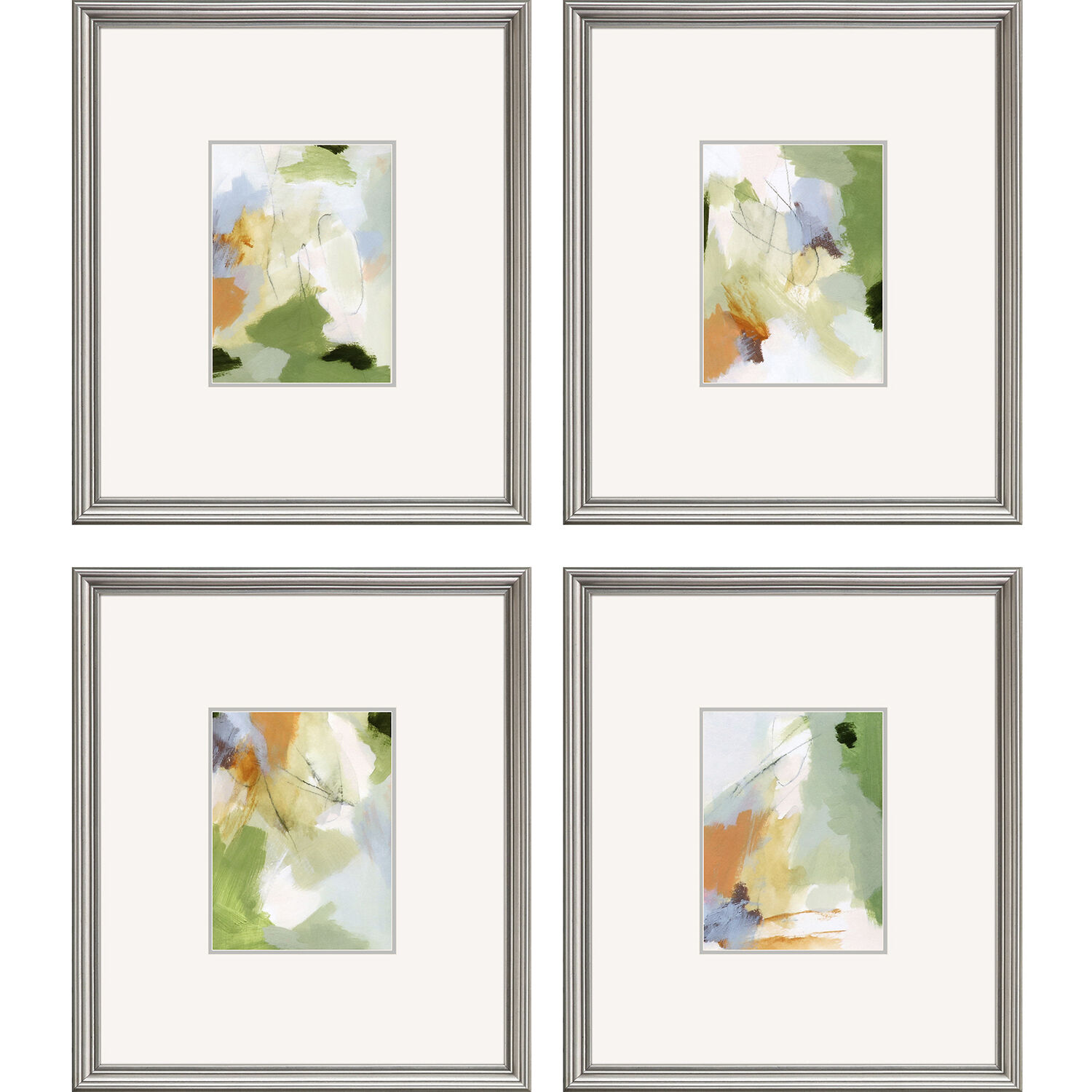 Abstract Green and Blue and Orange and Rust Framed Art