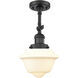 Franklin Restoration Small Oxford 1 Light 8 inch Matte Black Semi-Flush Mount Ceiling Light in Matte White Glass, Franklin Restoration
