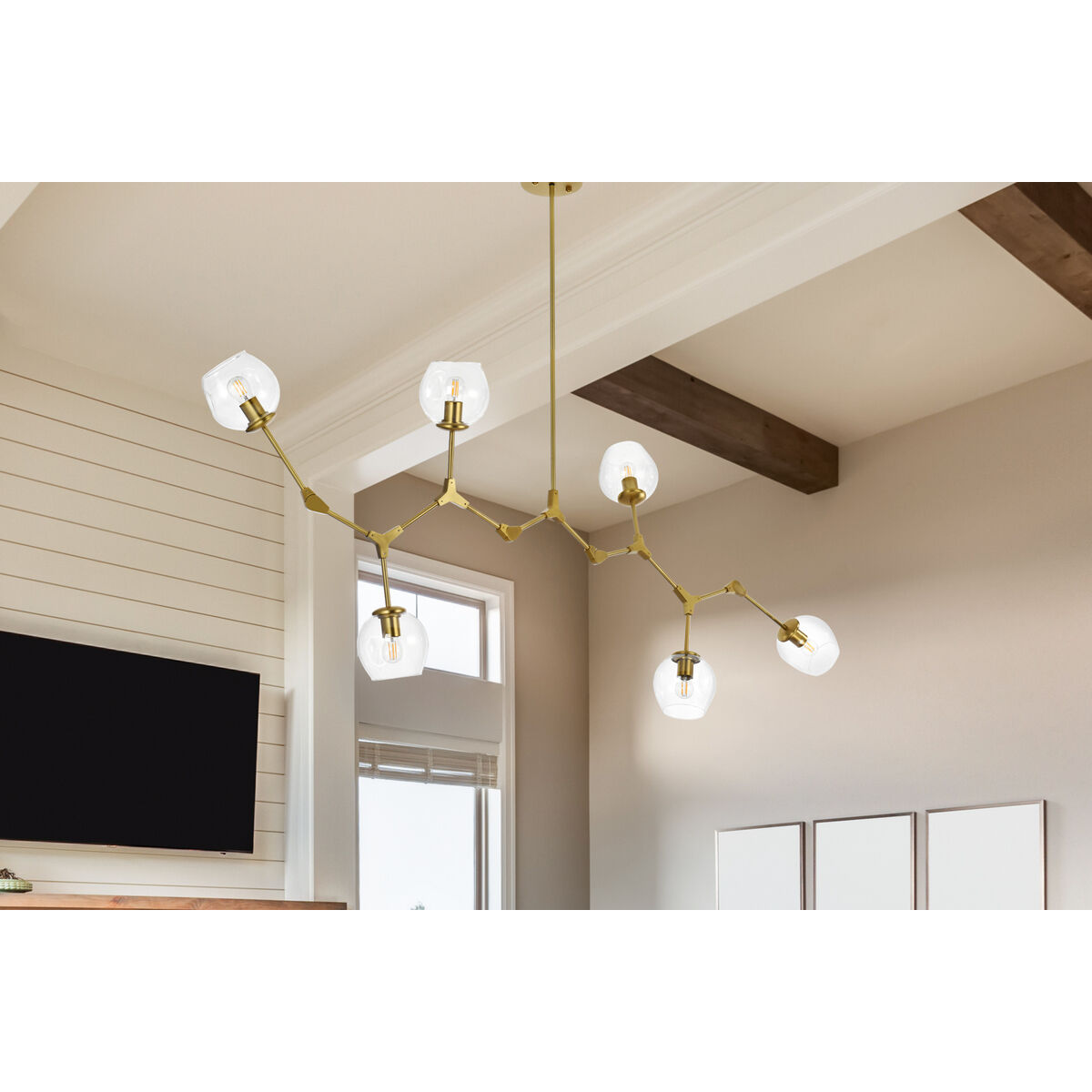 Cavoli 6 Light 27 inch Brass Chandelier Ceiling Light