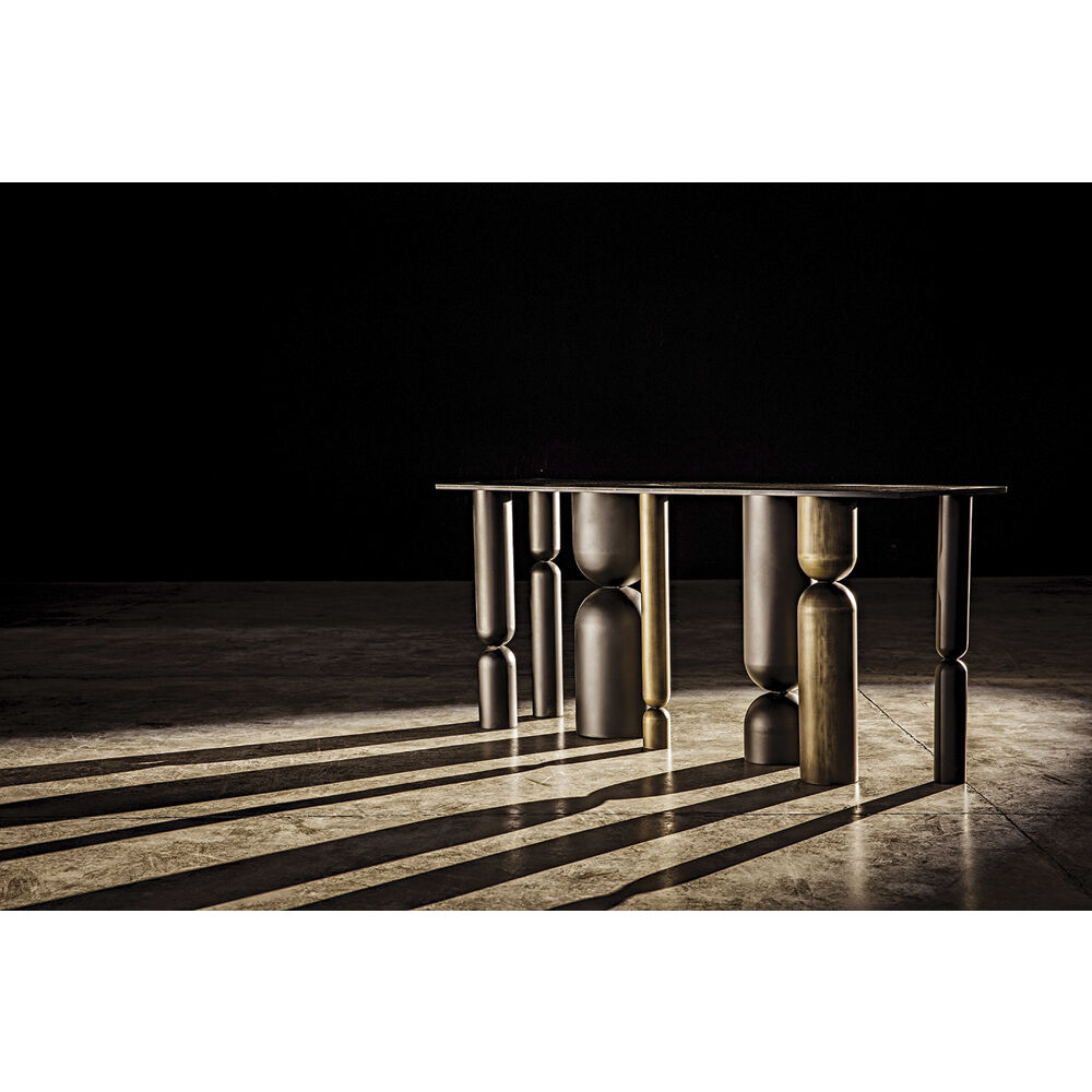 Figaro 71 X 17 inch Matte Black and Aged Brass Console