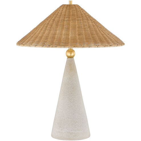 Perilla 28 inch 15.00 watt Aged Brass and Ceramic Windswept White Table Lamp Portable Light