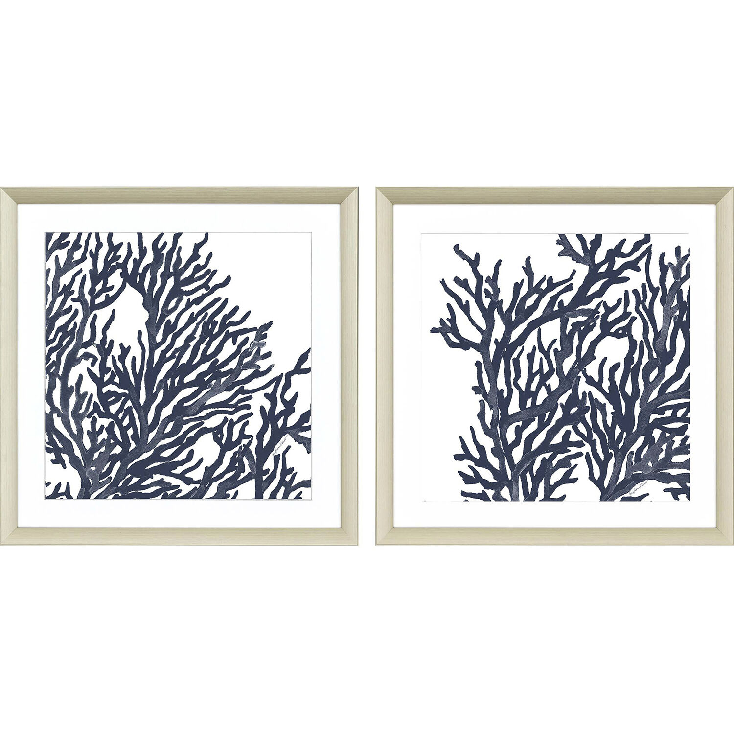Blue Coral Blue and White Framed Art