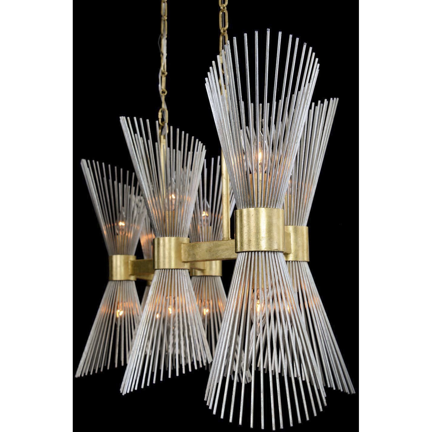 Bonheur 12 Light 24 inch Gold Leaf and Silver Leaf Chandelier Ceiling Light