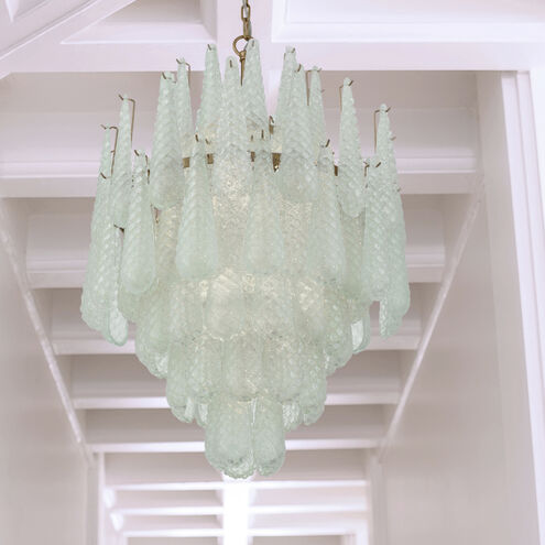 Ollie 16 Light 26.25 inch Aged Brass Chandelier Ceiling Light in Sand Glass Green