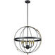 Caldwell 6 Light 24 inch Matte Black with Satin Brass Chandelier Ceiling Light