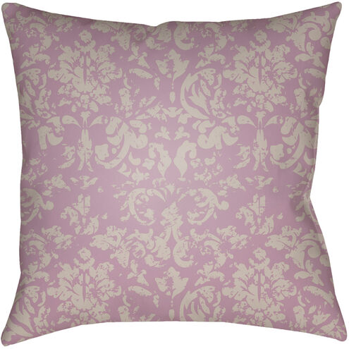 Moody Damask 18 X 18 inch Purple and Grey Outdoor Throw Pillow