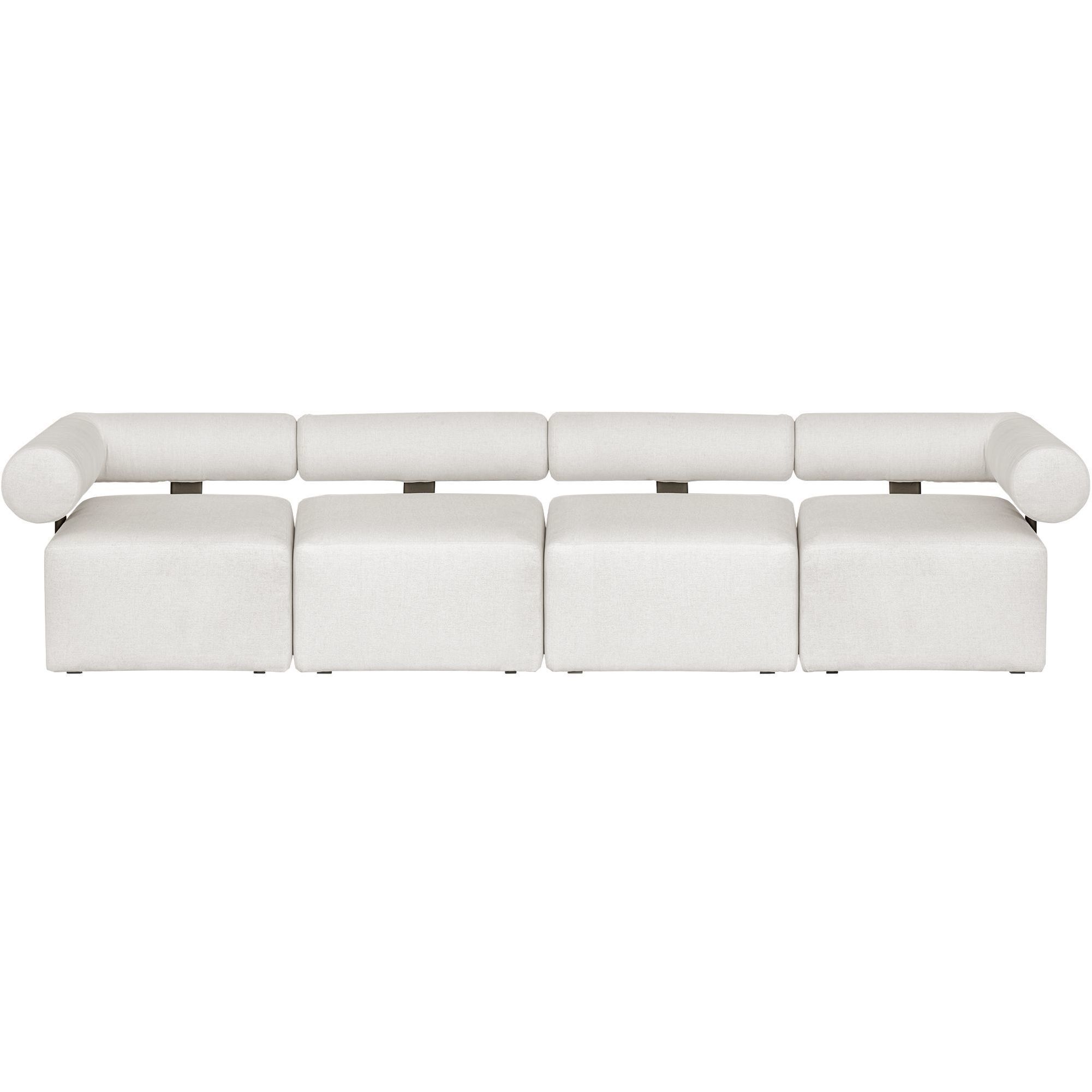 Bolster Back Java Black and Oyster White Armless Outdoor Sofa