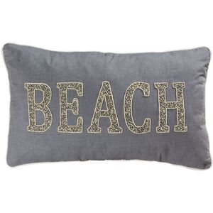 Beach 26 X 0.1 inch Gray with Crema Lumbar Pillow, Cover Only