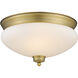 Amon 2 Light 13 inch Heritage Brass Flush Mount Ceiling Light in 3.5