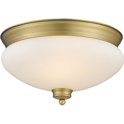 Amon 2 Light 13 inch Heritage Brass Flush Mount Ceiling Light