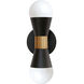 Fortuna 2 Light 5 inch Matte Black with Aged Brass Decorative Wall Sconce Wall Light in Matte Black and Aged Brass