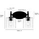 Solventa 2 Light 15 inch Matte Black Bathroom Vanity Light Wall Light