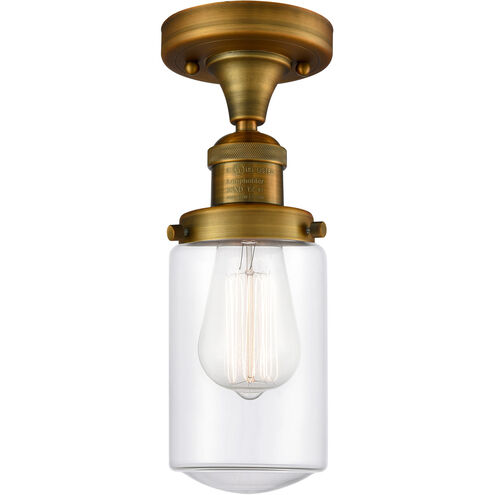 Franklin Restoration Dover 1 Light 5 inch Brushed Brass Semi-Flush Mount Ceiling Light in Clear Glass, Franklin Restoration