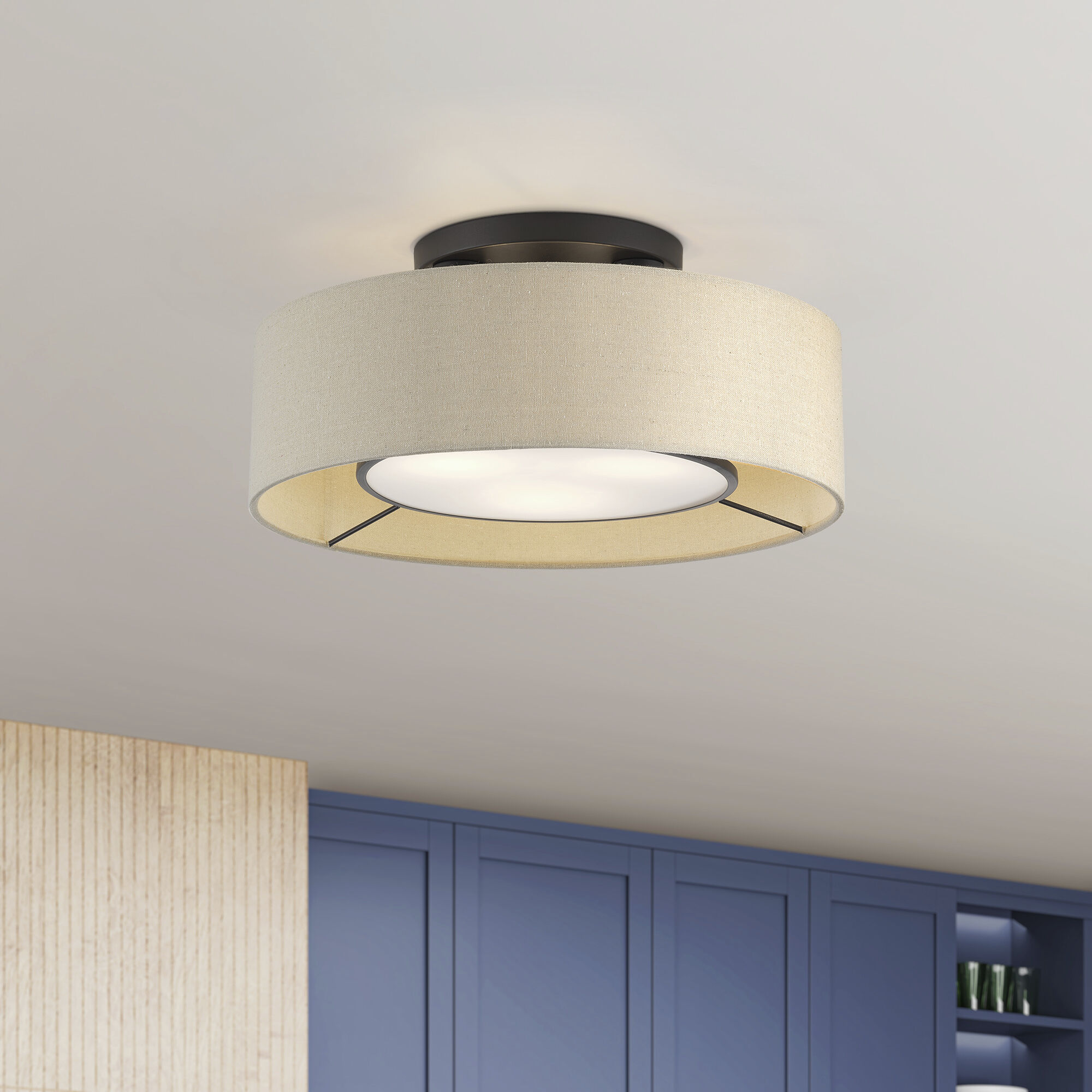 Ellsworth 3 Light 17 inch Bronze Semi Flush Mount Ceiling Light, Large