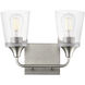 Hudson 2 Light 13 inch Satin Nickel Bath Vanity Wall Light in Clear