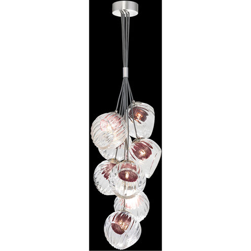 Nest 8 Light 16 inch Silver Pendant Ceiling Light in Amethyst Studio Glass