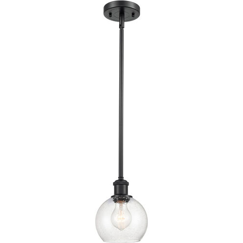Ballston Athens 1 Light 6 inch Matte Black Mini Pendant Ceiling Light in Seedy Glass