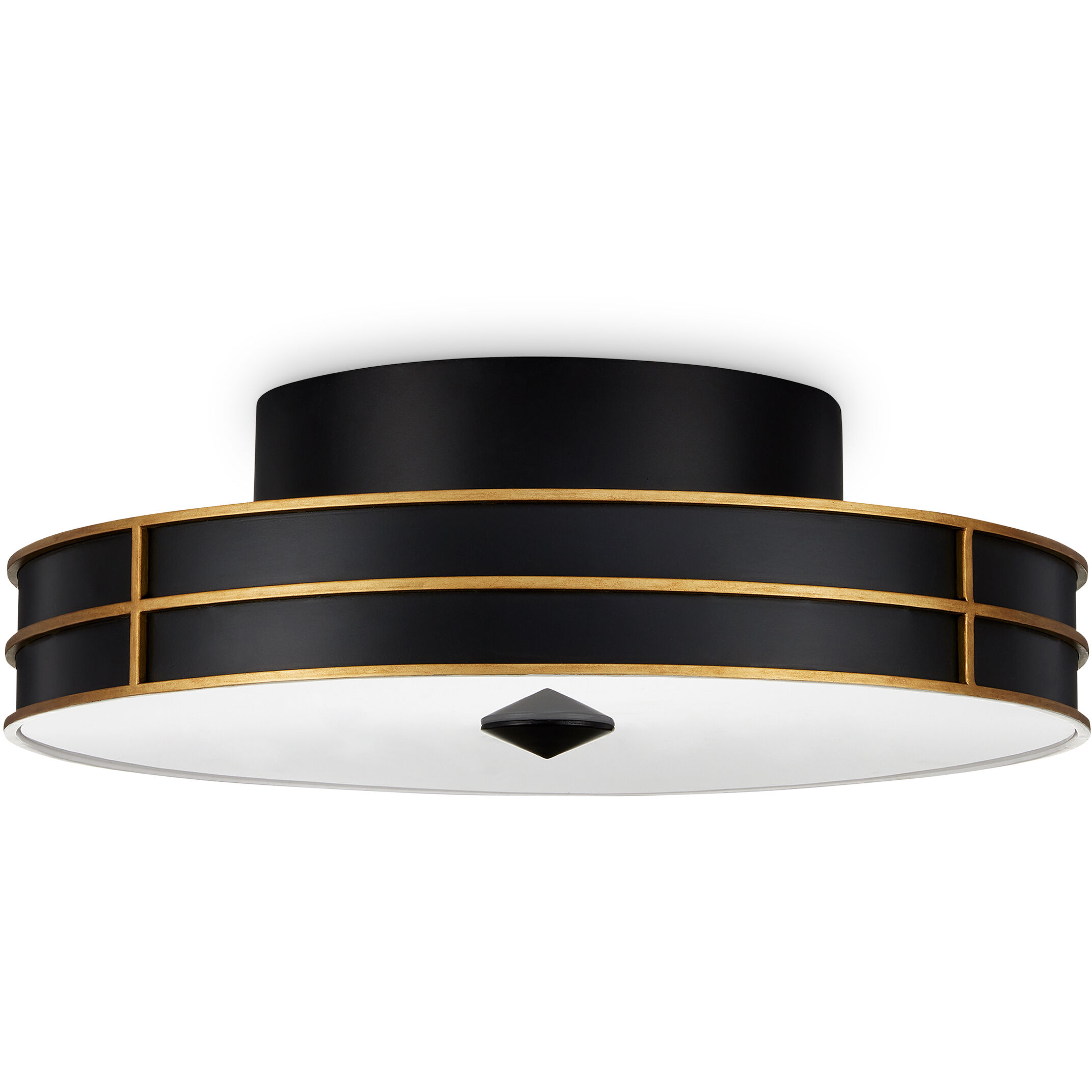 Fielding 1 Light 24 inch Satin Black/Contemporary Gold/Sugar White/White Flush Mount Ceiling Light