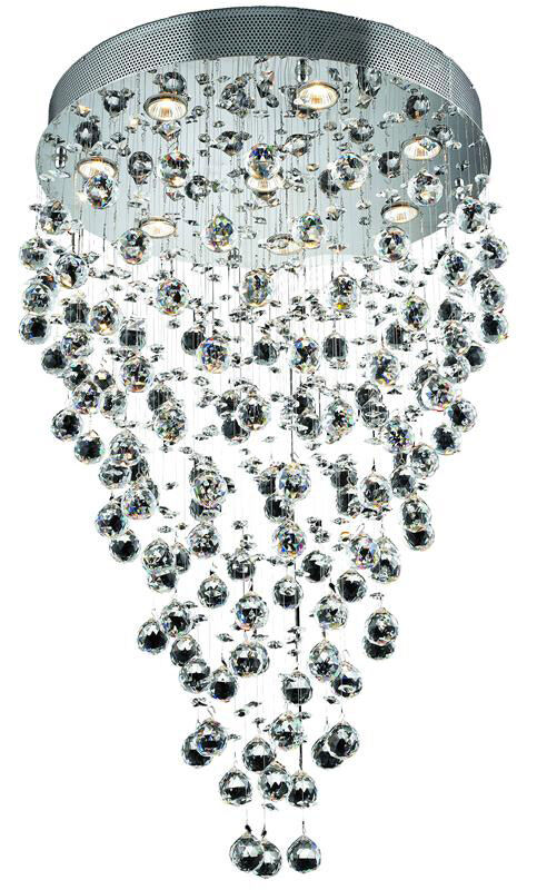 Galaxy 8 Light 24 inch Chrome Dining Chandelier Ceiling Light in GU10, Royal Cut