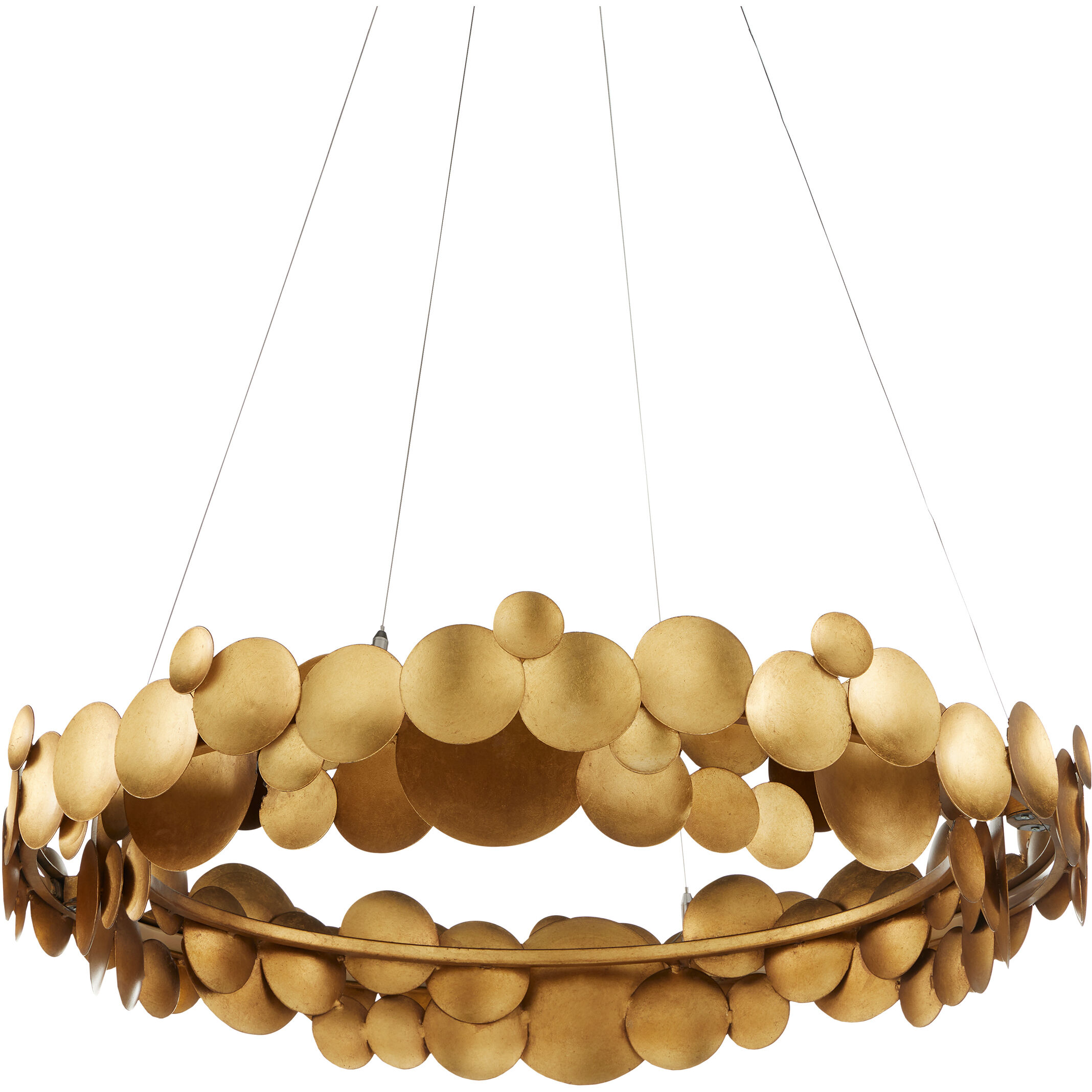 Lavengro 1 Light 32 inch Contemporary Gold Leaf and White Chandelier Ceiling Light