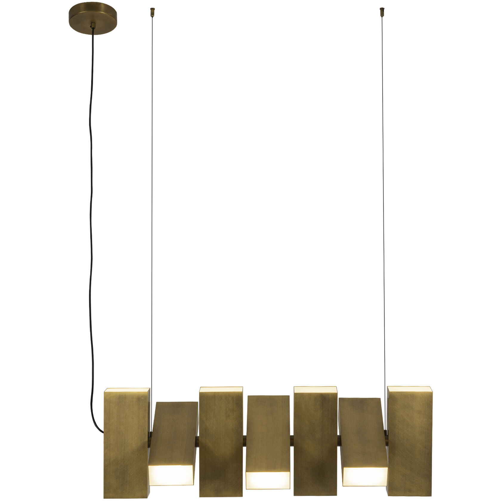 Domino Linear Pendant Ceiling Light in Vintage Brass