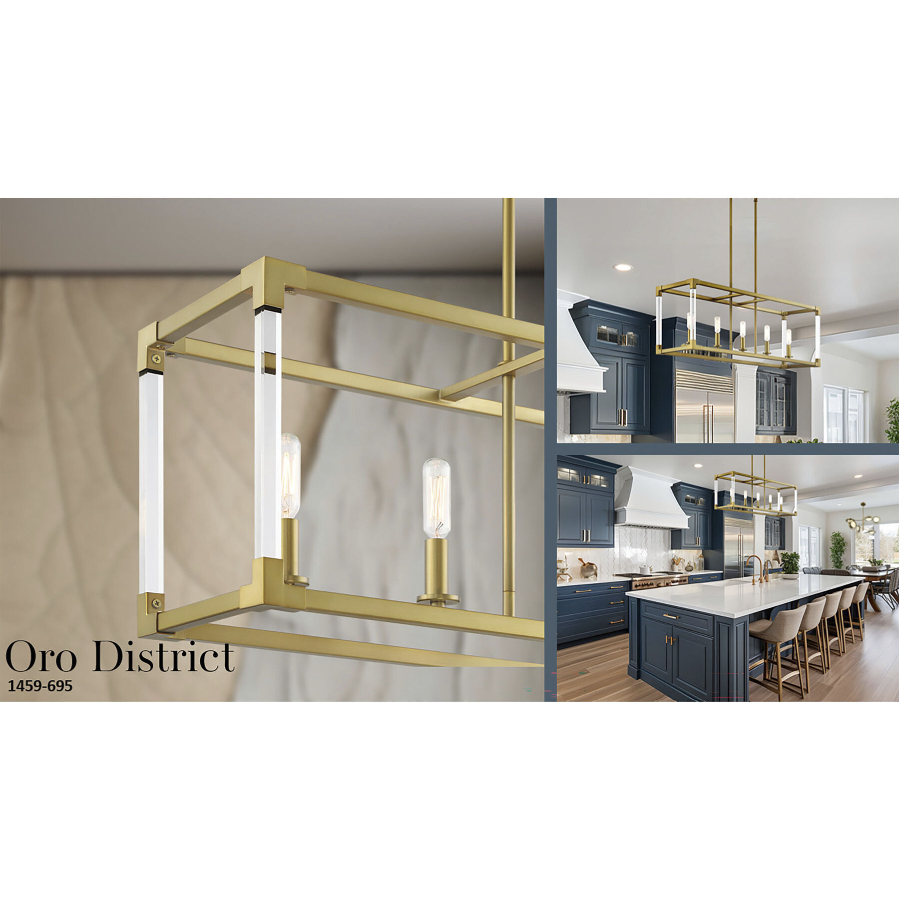 Vantage Oro District 5 Light 32 inch Soft Brass Island Light Ceiling Light