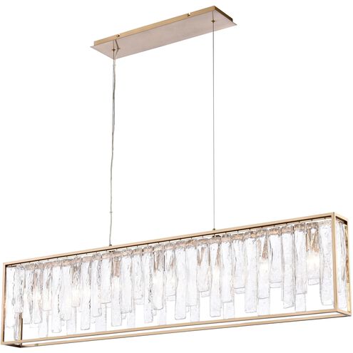 Boundaries 7 Light 49.5 inch Lacquered Gold Linear Chandelier Ceiling Light