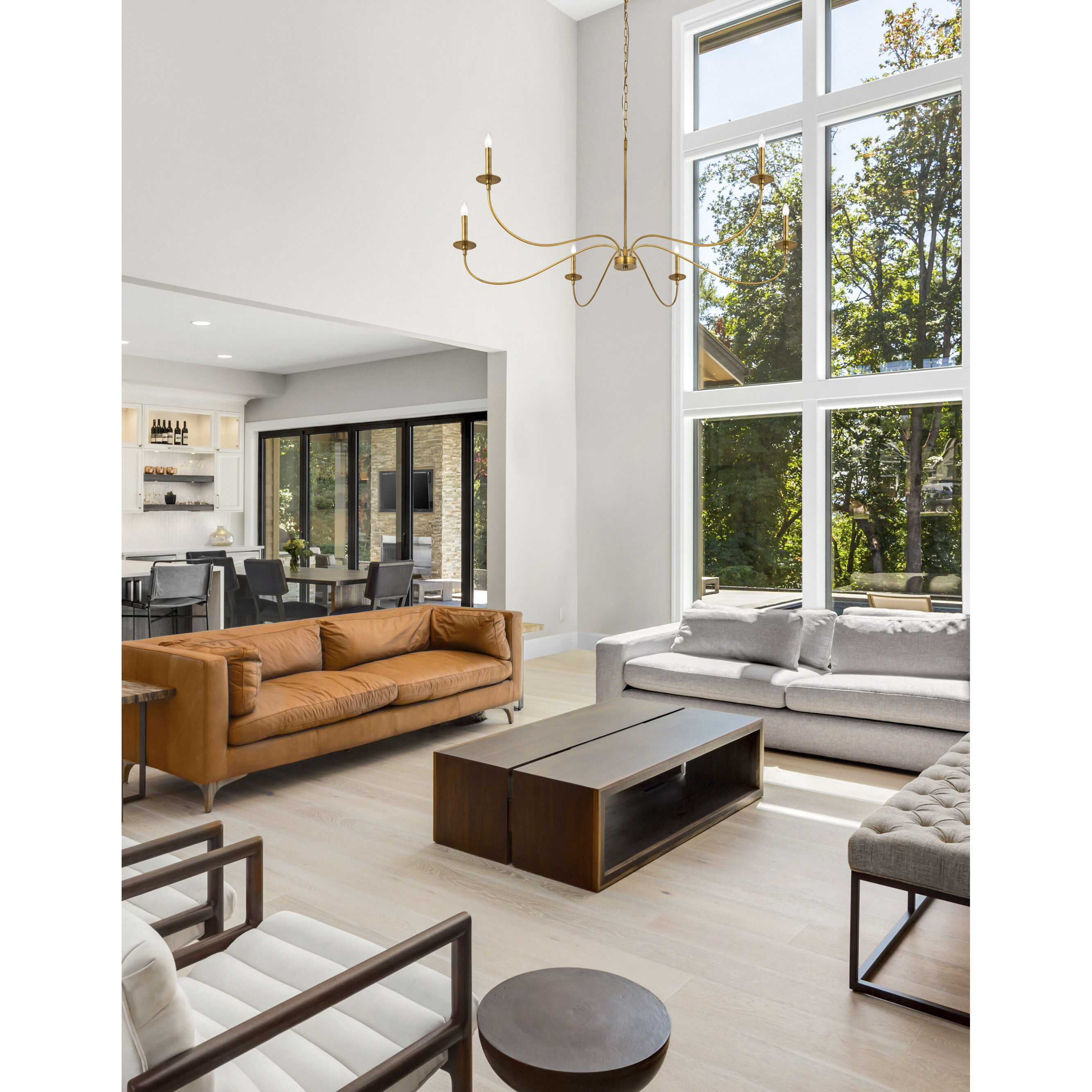 Arrington 6 Light 63 inch Rubbed Brass Chandelier Ceiling Light