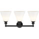Berkshire 3 Light 26 inch Matte Black Bath Vanity Light Wall Light in Matte White