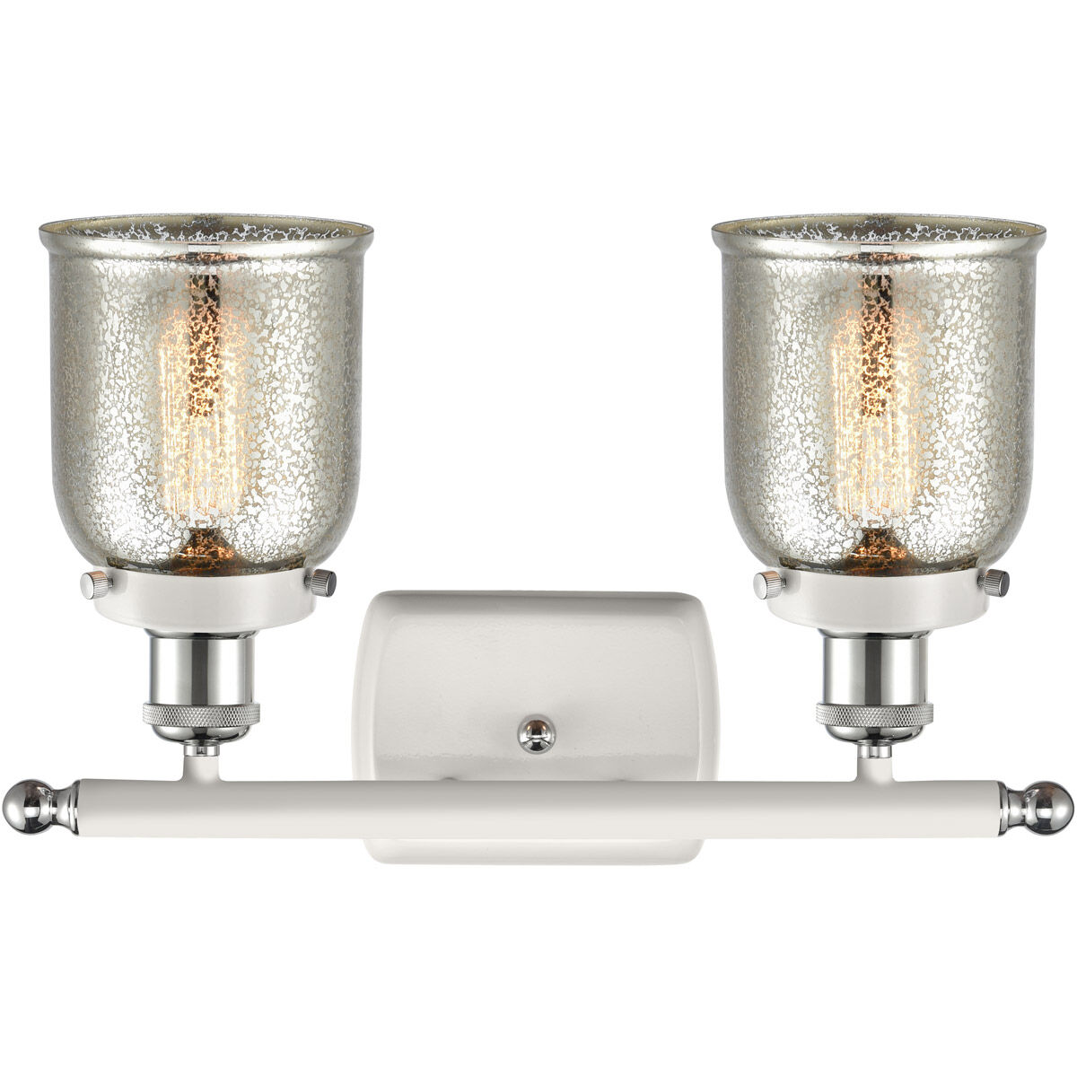 Ballston Bell LED 16 inch White and Polished Chrome Bath Vanity Light Wall Light in Silver Plated Mercury Glass